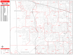 Pembroke Pines Wall Map Zip Code Red Line Style 2024